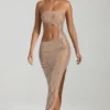 Alamea Embellished Cut-Out Bandeau Maxi Dress in Honey Alamea Embellished Cut-Out Bandeau Maxi Dress in Honey