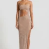 Alamea Embellished Cut-Out Bandeau Maxi Dress in Honey Alamea Embellished Cut-Out Bandeau Maxi Dress in Honey