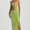 Alamea Embellished Cut-Out Bandeau Maxi Dress in Pear Green Alamea Embellished Cut-Out Bandeau Maxi Dress in Pear Green