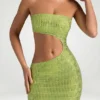 Alamea Embellished Cut-Out Bandeau Maxi Dress in Pear Green Alamea Embellished Cut-Out Bandeau Maxi Dress in Pear Green