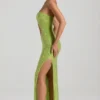 Alamea Embellished Cut-Out Bandeau Maxi Dress in Pear Green Alamea Embellished Cut-Out Bandeau Maxi Dress in Pear Green