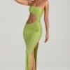 Alamea Embellished Cut-Out Bandeau Maxi Dress in Pear Green Alamea Embellished Cut-Out Bandeau Maxi Dress in Pear Green