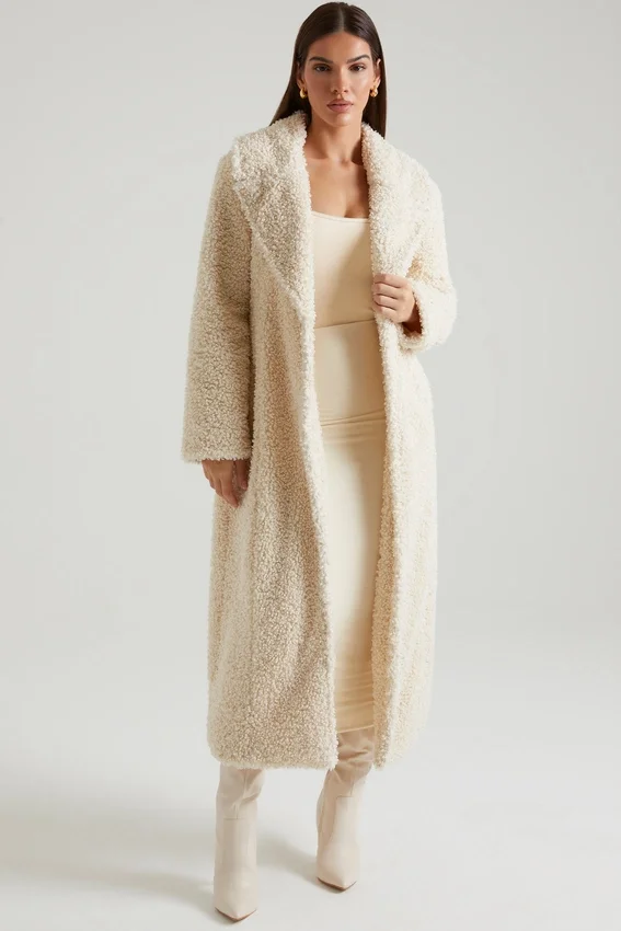 Alaska Long Shearling Coat in Cream Alaska Long Shearling Coat in Cream