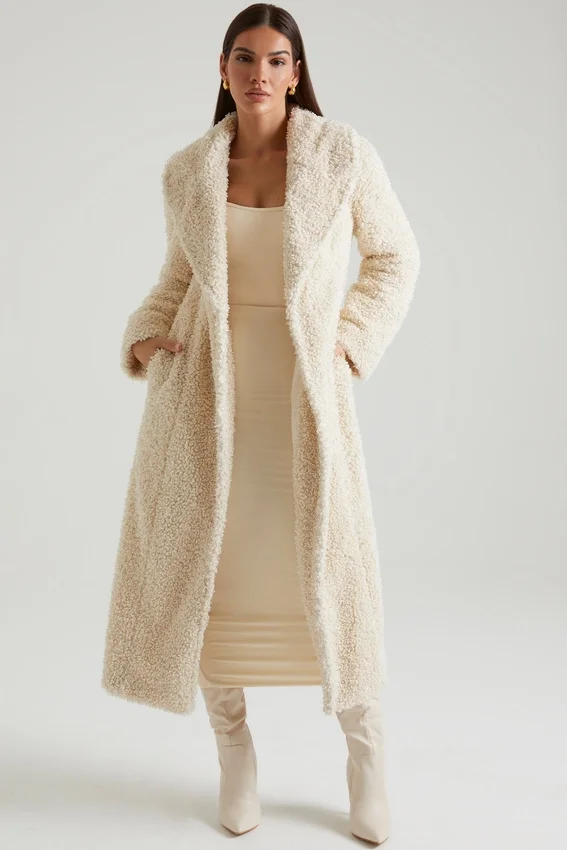 Alaska Long Shearling Coat in Cream Alaska Long Shearling Coat in Cream