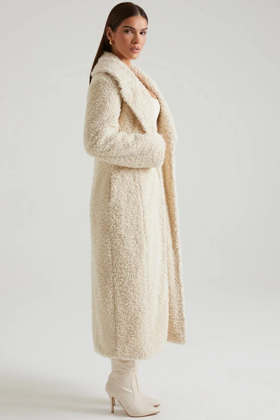 Alaska Long Shearling Coat in Cream Alaska Long Shearling Coat in Cream