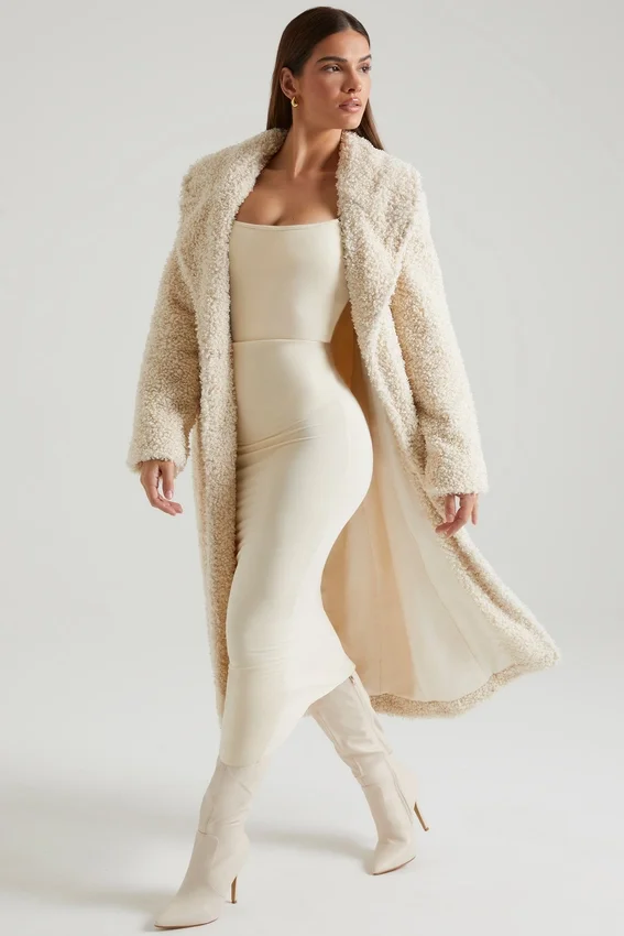 Alaska Long Shearling Coat in Cream Alaska Long Shearling Coat in Cream