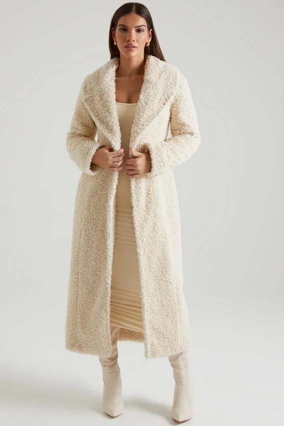 Alaska Long Shearling Coat in Cream Alaska Long Shearling Coat in Cream