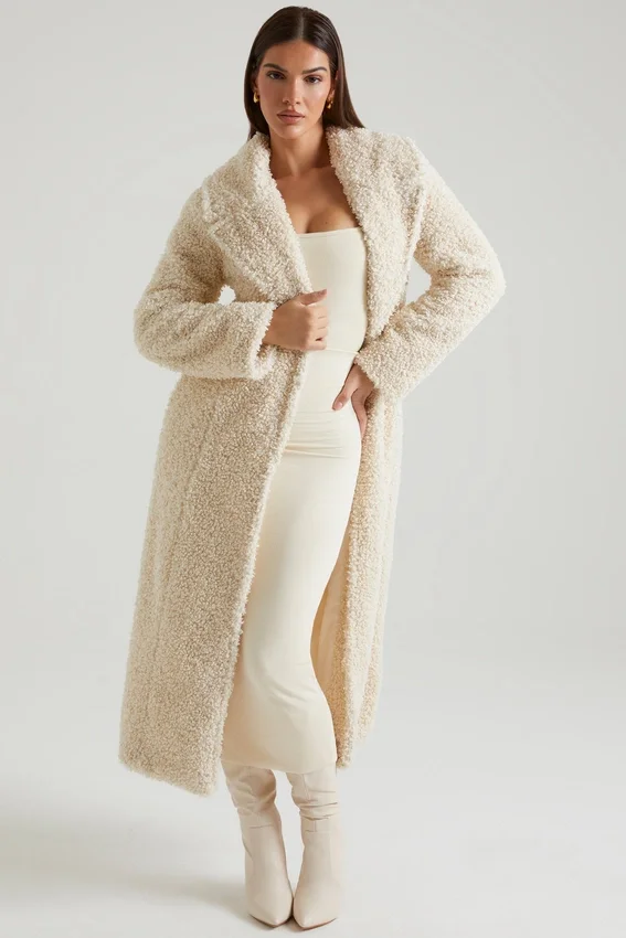 Alaska Long Shearling Coat in Cream Alaska Long Shearling Coat in Cream