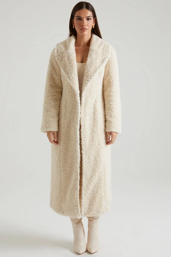 Alaska Long Shearling Coat in Cream Alaska Long Shearling Coat in Cream