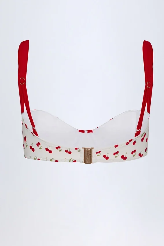 Albena Contrast Underwired Balconette Bikini Top in Cherry Print Albena Contrast Underwired Balconette Bikini Top in Cherry Print