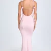 Aldona Slinky Jersey Floral-Appliqué Gown in Blush Aldona Slinky Jersey Floral-Appliqué Gown in Blush