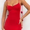 Aldona Slinky Jersey Rose Detail Evening Gown in Scarlet Red Aldona Slinky Jersey Rose Detail Evening Gown in Scarlet Red
