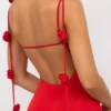 Aldona Slinky Jersey Rose Detail Evening Gown in Scarlet Red Aldona Slinky Jersey Rose Detail Evening Gown in Scarlet Red