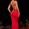 Aldona Slinky Jersey Rose Detail Evening Gown in Scarlet Red Aldona Slinky Jersey Rose Detail Evening Gown in Scarlet Red
