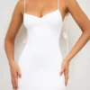 Aldona Slinky Jersey Rose Detail Evening Gown in White Aldona Slinky Jersey Rose Detail Evening Gown in White
