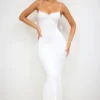 Aldona Slinky Jersey Rose Detail Evening Gown in White Aldona Slinky Jersey Rose Detail Evening Gown in White