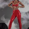 Alecto High Waist Vinyl Leggings in Red Alecto High Waist Vinyl Leggings in Red