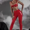 Alecto High Waist Vinyl Leggings in Red Alecto High Waist Vinyl Leggings in Red