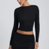 Alia Modal Ruched Long-Sleeve Top in Black Alia Modal Ruched Long-Sleeve Top in Black