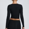 Alia Modal Ruched Long-Sleeve Top in Black Alia Modal Ruched Long-Sleeve Top in Black