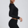 Alia Modal Ruched Long-Sleeve Top in Black Alia Modal Ruched Long-Sleeve Top in Black