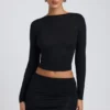 Alia Modal Ruched Long-Sleeve Top in Black Alia Modal Ruched Long-Sleeve Top in Black