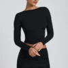 Alia Modal Ruched Long-Sleeve Top in Black Alia Modal Ruched Long-Sleeve Top in Black