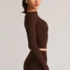 Alia Modal Ruched Long-Sleeve Top in Chocolate Brown Alia Modal Ruched Long-Sleeve Top in Chocolate Brown
