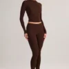 Alia Modal Ruched Long-Sleeve Top in Chocolate Brown Alia Modal Ruched Long-Sleeve Top in Chocolate Brown