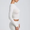 Alia Modal Ruched Long-Sleeve Top in White Alia Modal Ruched Long-Sleeve Top in White