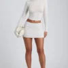 Alia Modal Ruched Long-Sleeve Top in White Alia Modal Ruched Long-Sleeve Top in White