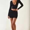 Aliz Modal Twist-Front Mid-Rise Mini Skirt in Black Aliz Modal Twist-Front Mid-Rise Mini Skirt in Black