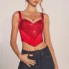 Allure Sweetheart-Neck Lace-Up Corset Top in Rose Red Allure Sweetheart-Neck Lace-Up Corset Top in Rose Red