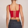 Allure Sweetheart-Neck Lace-Up Corset Top in Rose Red Allure Sweetheart-Neck Lace-Up Corset Top in Rose Red