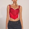 Allure Sweetheart-Neck Lace-Up Corset Top in Rose Red Allure Sweetheart-Neck Lace-Up Corset Top in Rose Red