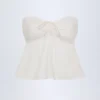 Alma Tie-Front Strapless Cotton-Poplin Crop Top in White Alma Tie-Front Strapless Cotton-Poplin Crop Top in White