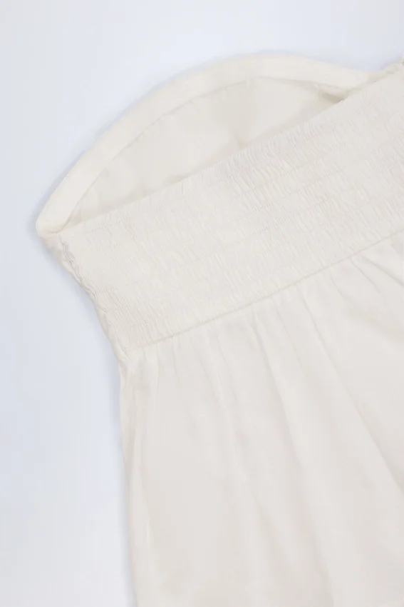 Alma Tie-Front Strapless Cotton-Poplin Crop Top in White Alma Tie-Front Strapless Cotton-Poplin Crop Top in White