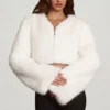 Almerinda Faux Fur Cropped Bolero in White Almerinda Faux Fur Cropped Bolero in White