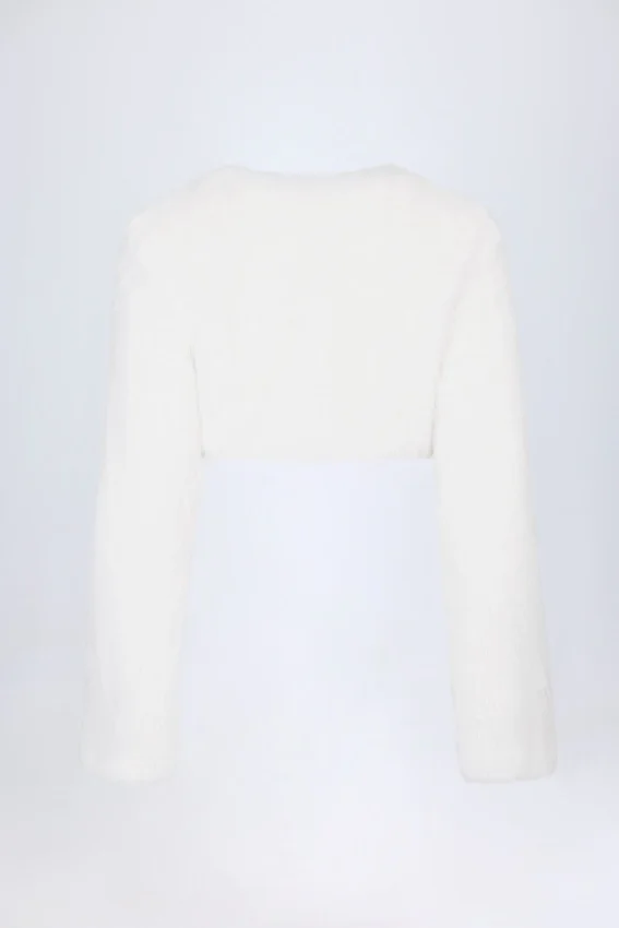 Almerinda Faux Fur Cropped Bolero in White Almerinda Faux Fur Cropped Bolero in White