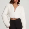Almerinda Faux Fur Cropped Bolero in White Almerinda Faux Fur Cropped Bolero in White