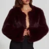 Almerinda Faux Fur Cropped Bolero in Wine Almerinda Faux Fur Cropped Bolero in Wine