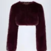 Almerinda Faux Fur Cropped Bolero in Wine Almerinda Faux Fur Cropped Bolero in Wine