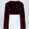 Almerinda Faux Fur Cropped Bolero in Wine Almerinda Faux Fur Cropped Bolero in Wine