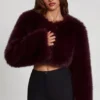 Almerinda Faux Fur Cropped Bolero in Wine Almerinda Faux Fur Cropped Bolero in Wine