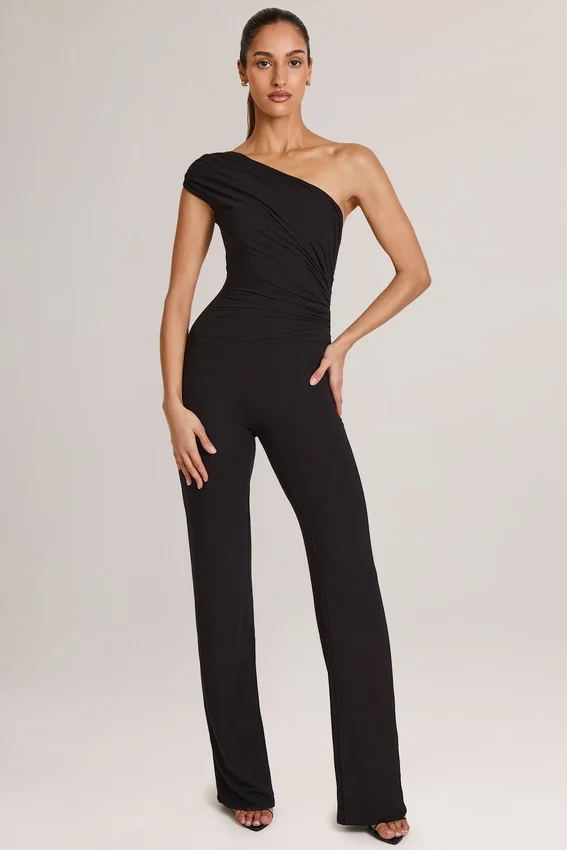 Alouette Modal One-Shoulder Jumpsuit in Black Alouette Modal One-Shoulder Jumpsuit in Black