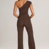 Alouette Modal One-Shoulder Jumpsuit in Chocolate Brown Alouette Modal One-Shoulder Jumpsuit in Chocolate Brown