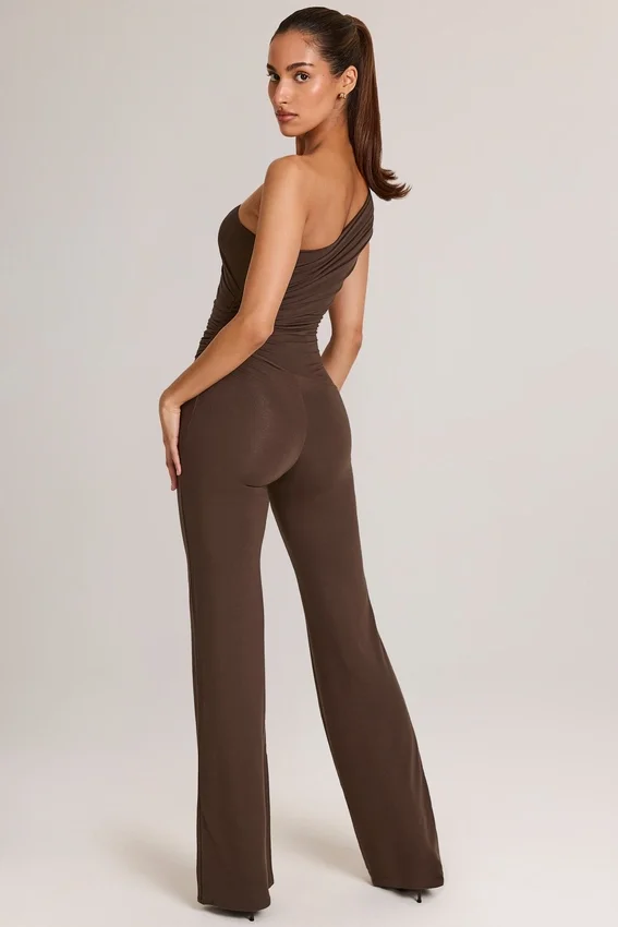 Alouette Modal One-Shoulder Jumpsuit in Chocolate Brown Alouette Modal One-Shoulder Jumpsuit in Chocolate Brown