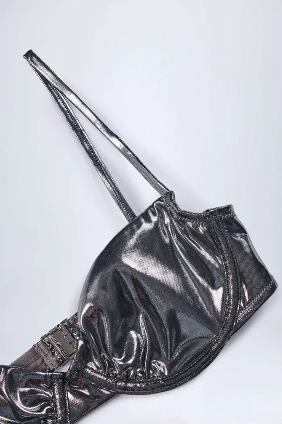 Aluna Underwired Bikini Top in Silver Aluna Underwired Bikini Top in Silver