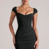 Alva Sweetheart Neckline Mini Dress in Black Alva Sweetheart Neckline Mini Dress in Black