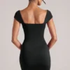 Alva Sweetheart Neckline Mini Dress in Black Alva Sweetheart Neckline Mini Dress in Black